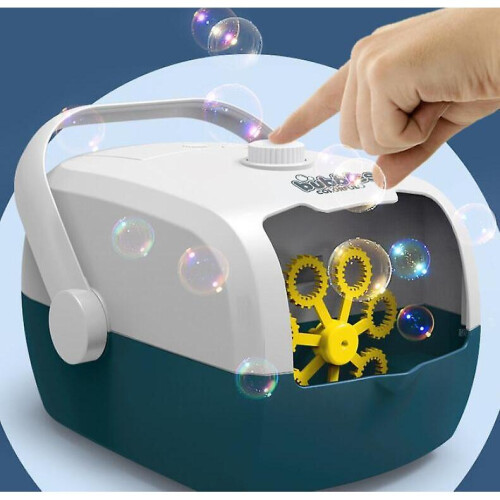 (White Blue) Rechargeable Automatic Portable Bubble Blower For Children 1