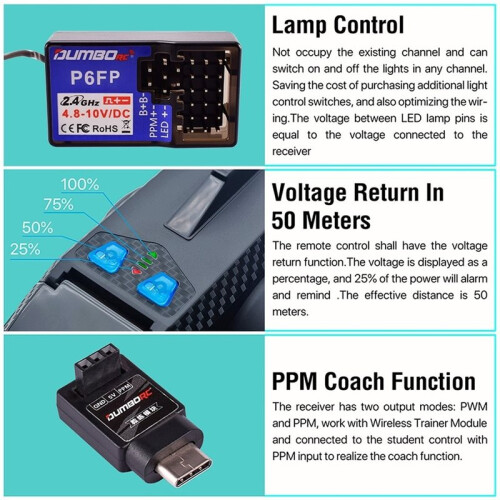 DUMBORC P6FP RC Draadloze  Module voor Transmitter X5P/X6PM/X6P RC Auto Boot  Module 2
