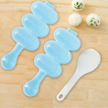 (Blue/2pcs) Shake Rice Ball Mold Small Ball Rice Ball 3-Link Mold Shake Rice Ball Rice Ball Mold