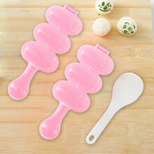 (Pink/2pcs) Shake Rice Ball Mold Small Ball Rice Ball 3-Link Mold Shake Rice Ball Rice Ball Mold