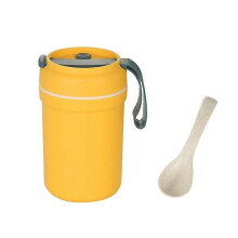 Portable Handle Breakfast Cup Porridge Cup Suitable for Microwave Oven, Style: Long Band (Yellow)