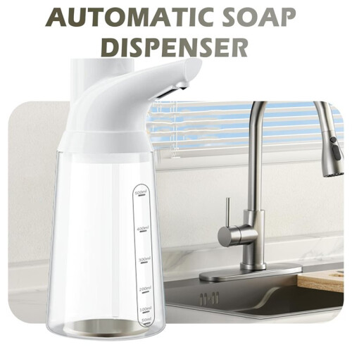 Touchless Automatic Soap Dispenser USB Rechargeable Adjustable 4-Level Sensor Pump for Kitchen Bathroom Black