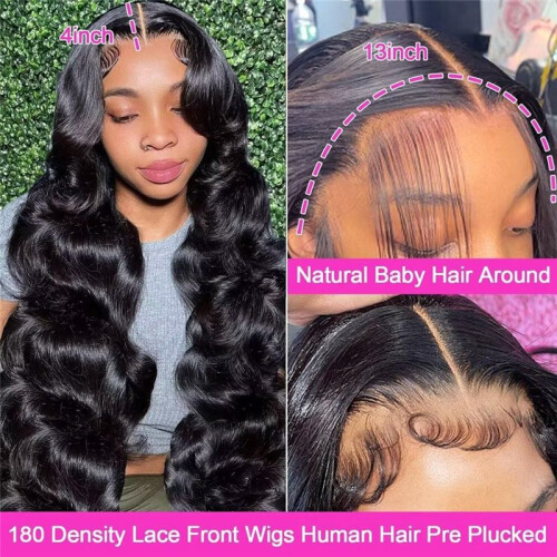 26 Polegadas Onda Do Corpo Perucas Dianteiras Do Laço Perucas de Cabelo Humano Pré Arrancado com Cabelo Do Bebê Perucas Sem Cola Cabelo Humano 2