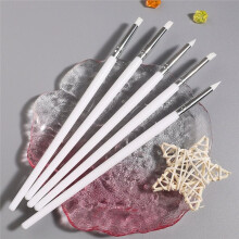 5Pcs Professional Silicone Nail Brush Set UV Gel Polish Pen, 3D Dotting Nail Art Design Pen DIY Manicure Tool White