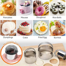 Stainless Steel Biscuit Cutter Set, Pastry Scraper and Dough Blender with Ergonomic Rubber Grip Baking Dough Tools