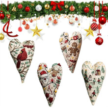 DIY Heart Shaped Hand Embroidered Christmas Ornament Kit, 2026 New Embroidery Christmas Ornament Kits, for Winter Decor