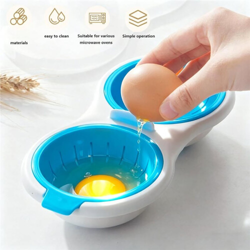 Microwave Egg Poacher,, Microwave Egg Cooker with Lid,Double Layer Microwave Boiled Eggs Maker for Egg Hamburg Breakfast