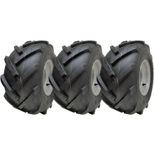 18x9.50-8 Open Centre Tyre on Rim Cleated Rotovator 4 Stud 4 Inch PCD (Set of 3)
