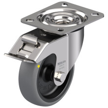 100mm stainless steel swivel/brake castor with grey electrically conductive ther