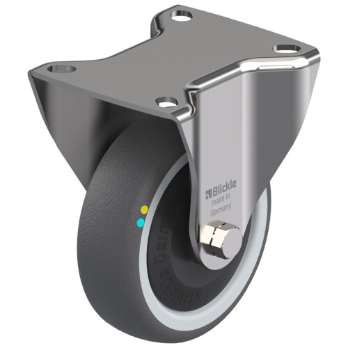 Parnells 100mm stainless steel fixed castor with grey electrically conductive thermoplast