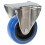 Parnells 100mm stainless steel fixed castor with blue elastic rubber on nylon centre whee 1