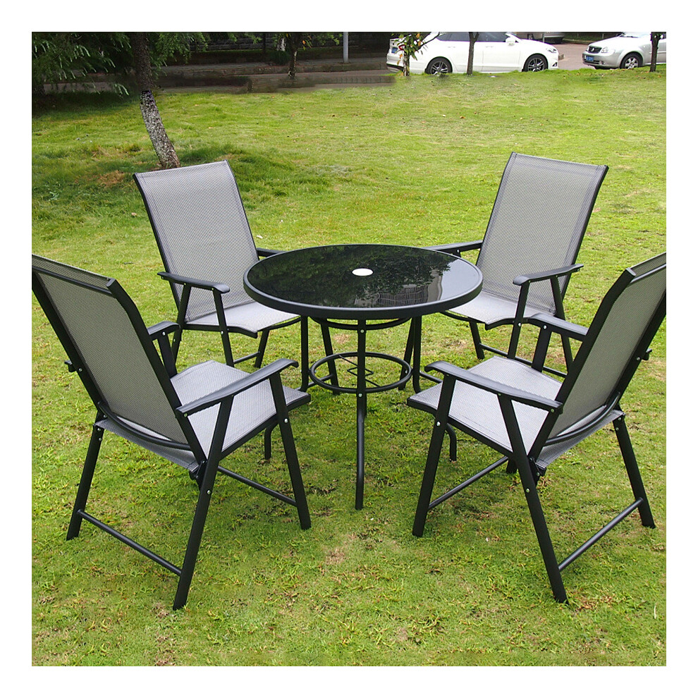 Living And Home (4 X Foldable Chair Only) Garden Outdoor Patio Chairs Table With Parasol Hole