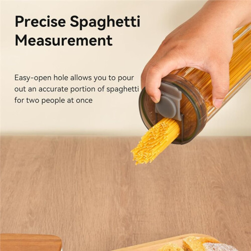 Tall Spaghetti Pasta Storage Container - 48oz Clear Pasta Holder Airtight Spaghetti Container Storage with Lid 1