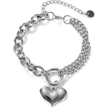 Women's Bracelet Stainless Steel Bracelets with Heart Pendant Silver Color Gift