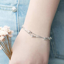 Elegant Pearls And Stars Double Layered Bracelets with 925 Sterling Silver Gift