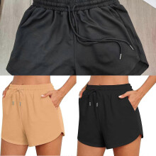 (XL, Black) Female Short Trousers Breathable Jogging Bottoms Workout Running Shorts With Drawstring Sports Shorts fpr Daily White XL
