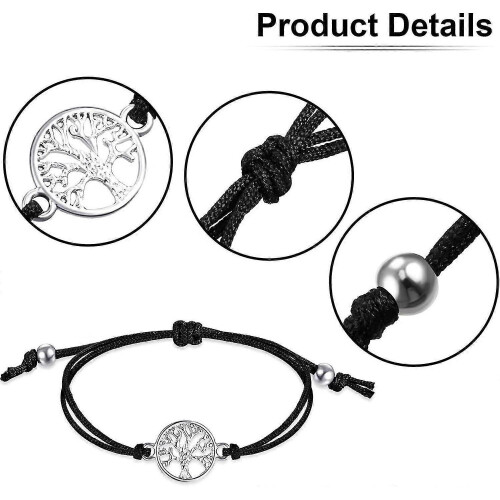 3 Pieces Tree Bracelet Adjustable Bracelet Black Textile Strap Gift For 1