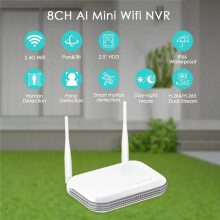 WiFi NVR 8CH H.265 Nätverksvideoinspelare med Avancerad Ansiktsigenkänning Kompatibel med XMEYE ICSee-Appen US-Kontakt
