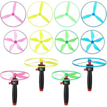 12 Pcs Flying Saucer Toy Set with 4 Launchers & 8 Flyers - Outdoor Flying Discs for Kids