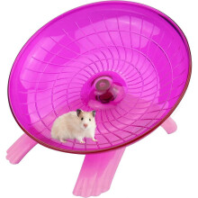 Hamster Flying Saucer Exercise Wheel Silent Plastic Running Wheel Playing Toy(Rose red)