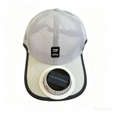 (Light gray) Solar Powered Rechargeable Fan Baseball Cap for Men Women Spring Summer Sun Protection Visor Hat Outdoor Breathable Cap New Style
