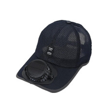 (Navy blue) Solar Powered Rechargeable Fan Baseball Cap for Men Women Spring Summer Sun Protection Visor Hat Outdoor Breathable Cap New Style