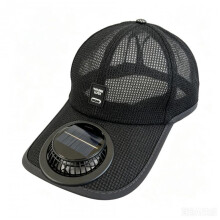 (Black) Solar Powered Rechargeable Fan Baseball Cap for Men Women Spring Summer Sun Protection Visor Hat Outdoor Breathable Cap New Style