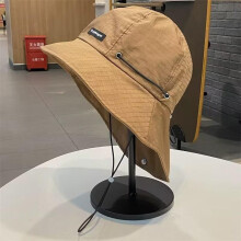 (Brown, One size) Summer Outdoor Bucket Hat for Men Women Camping Sun Hat Drawstring Wide Brim Sunscreen Waterproof Breathable