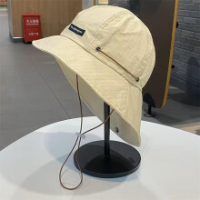 (Khaki color, One size) Summer Outdoor Bucket Hat for Men Women Camping Sun Hat Drawstring Wide Brim Sunscreen Waterproof Breathable