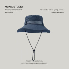 (Navy blue) New Summer Bucket Hat Outdoor Fishing Sun Hat Hiking Sunscreen Cap Foldable Wide Brim UPF 50+