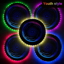 LED Light-Up Flying Disc Toy with 42 Beads for Youth, Glowing Outdoor Sports Saucer