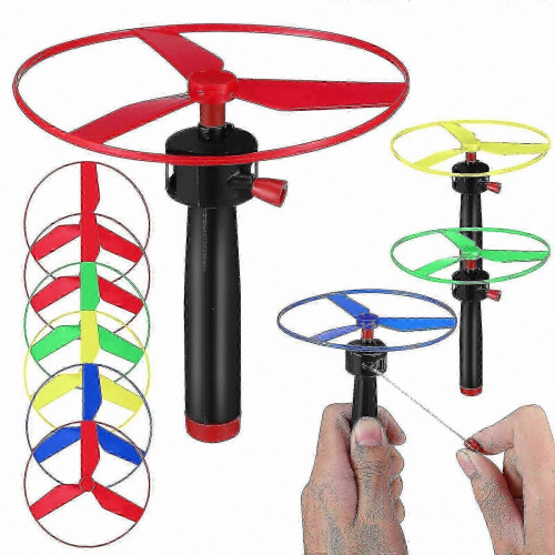 Propeller-Powered Flying Disc with Pull String for Outdoor Interactive Play and Training Sessions