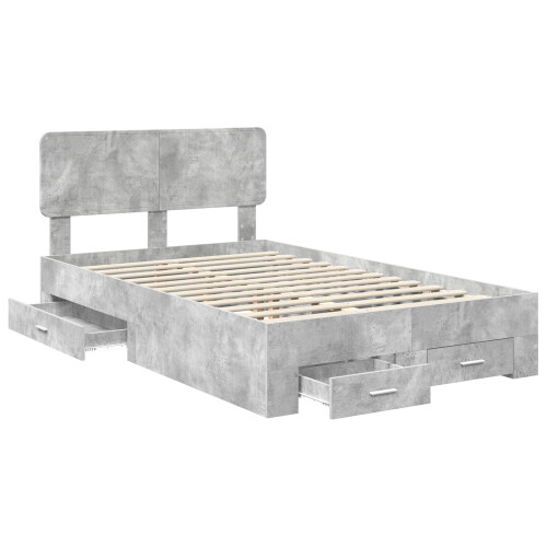 VidaXL vidaXL Bed Frame Concrete Grey 120 x 190 cm Engineered Wood 2