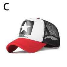 (red/onesize) Five-Pointed Star Print Baseball Cap Adjustable Cap Baseball Cap Ponytail Cap Men's Unisex Cap Women's Mesh Cap