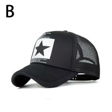 (Black2/onesize) Five-Pointed Star Print Baseball Cap Adjustable Cap Baseball Cap Ponytail Cap Men's Unisex Cap Women's Mesh Cap