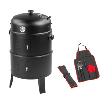 KCT 3 in 1 Upright BBQ Smoker - with Tool Set Outdoor Barbeque Cooking Grill