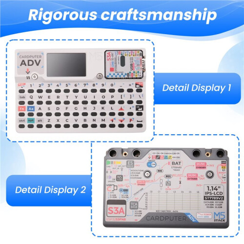 Kit de Desenvolvimento Cardputer Adv Version ESP32 para Computador Portátil M5StamPS3A com Tela de 1,14 Polegadas e Teclado de 56 Teclas