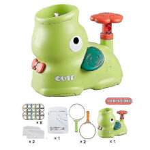 (Green) UFO Toy Rocket Launcher Outdoor Flying Saucer Catcher Game for Kids Pink Green Plastic