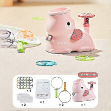 (Pink) UFO Toy Rocket Launcher Outdoor Flying Saucer Catcher Game for Kids Pink Green Plastic