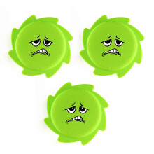 (Green Emoji Pack) Set of 3 Colorful Beach Flying Disc with Water Hole Swimming Pool Activity Toy Silicone Texture for Family Bonding Yellow