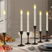 6Pcs LED Taper Candles, Rechargeable Flameless Taper Candles with Charging Station & Remote, 3D Flame Flickering