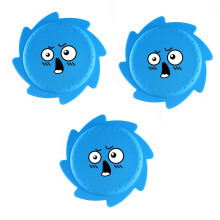 (Blue Emoji Pack) Set of 3 Colorful Beach Flying Disc with Water Hole Swimming Pool Activity Toy Silicone Texture for Family Bonding Yellow