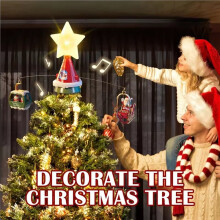 1set Christmas Hat Rotating Sled with Music& Light(TYPE-C) Xmas Tree Santa Claus Decor Kids/Adult Gift