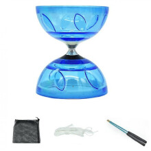 (Blue) Triple Bearing Large Yoyo Diabolo Toy With Carbon Rod