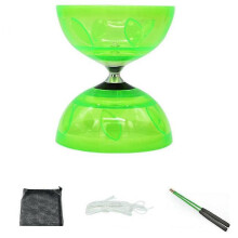 (Green) Triple Bearing Large Yoyo Diabolo Toy With Carbon Rod