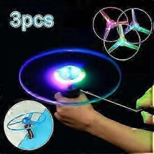 3pcs Lighting Flying Disc Propeller Helicopter Toys Pull String Flying Saucers Kids Toys Gifts Walkbee SZRH A-F