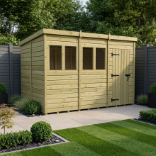 12 x 6 Pent Shed Tanalised (Single Door, With Windows)