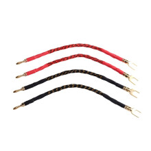 4Pcs OFC Speaker Jumper Cables Gold Plated Banana Plug Bi-Wire HiFi Audio Speaker Bridge Jumper Wire