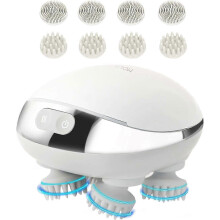 Electric 5-in-1 Scalp Massager, Portable Heated Head Massager, 2 Massage Styles and 3 Speed Modes, Body Massager for Deep Cleansing, Hair Growth