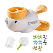 (White) Outdoor Toys for Kids Ages 4-8 Duck Flying Disc Launcher Toy Set with 8 Discs Fun Yard Game for Boys